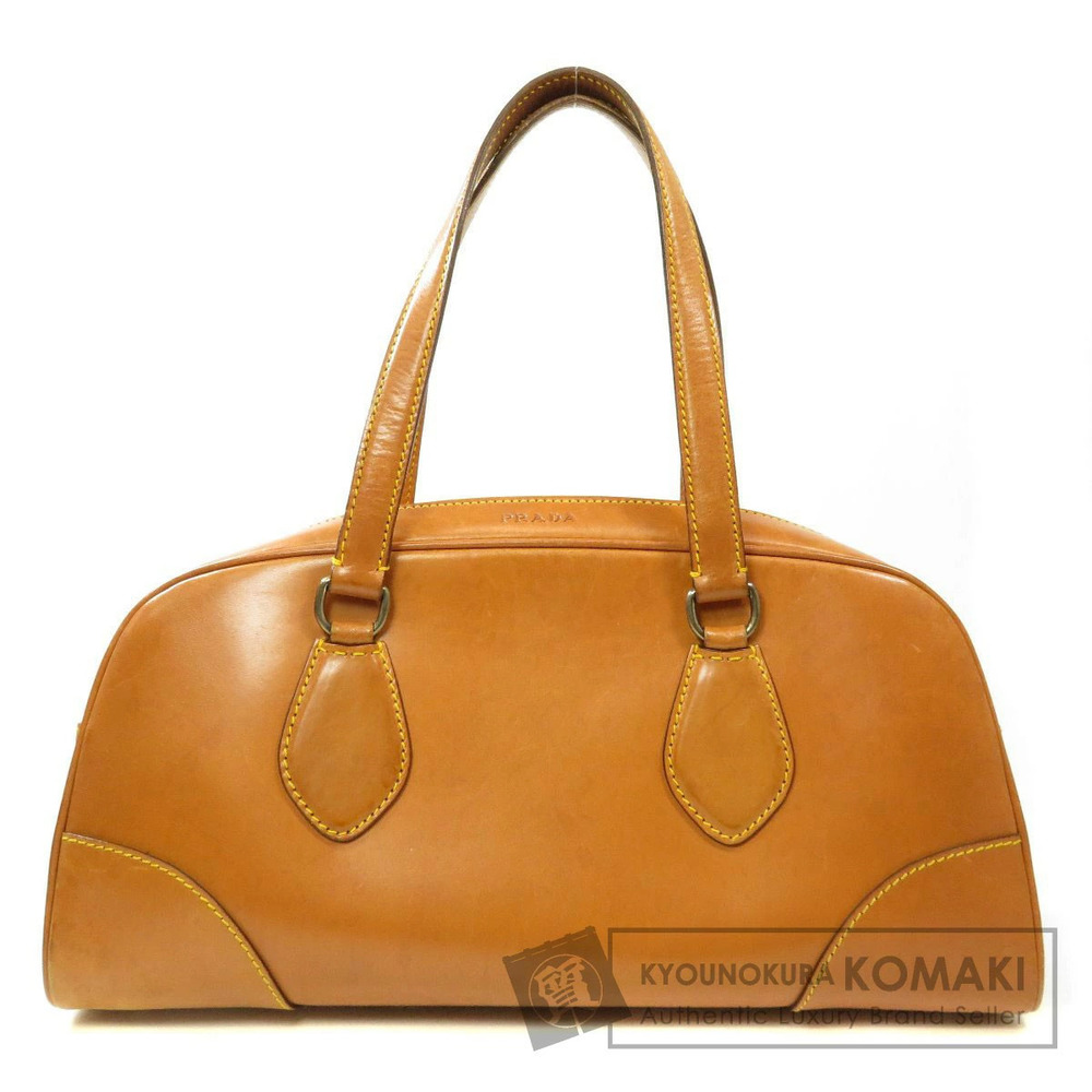 Prada logo embossed leather handbag